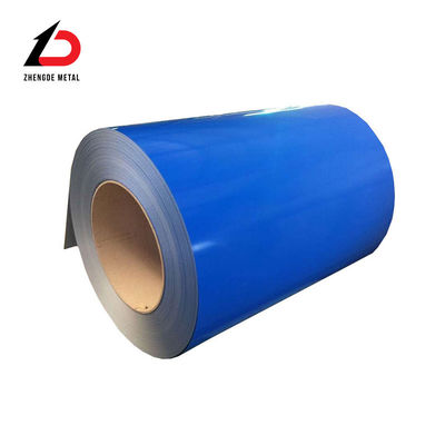 مطاط حار 0.5 * 1250mm 3019 Ral 5030 Ral 9002 Ral 3020 PPGI Dx51d 20/5um 0.47mm سميكة ملونة مغلفة / طلاء مسبق لفائف الفولاذ المغلف